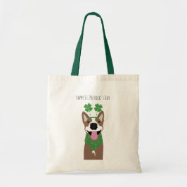 Happy St Patricks Day Brown Dog Green Tote Bag