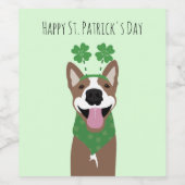Happy St Patricks Day Brown Dog Green Wijn Etiket (Enkel label)