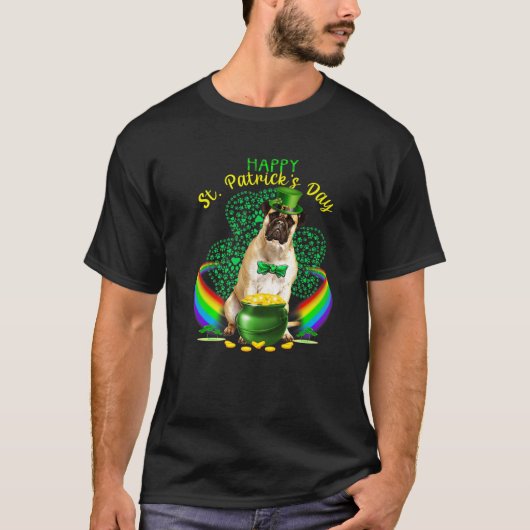 Happy St Patricks Day Bullmastiff Leprechaun Pet S T-shirt (Voorkant)