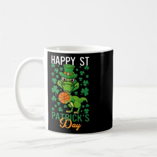 Happy St Patricks Day Bysketbyll T-rex Day Dino Di Koffiemok (Links)