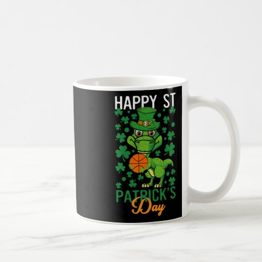 Happy St Patricks Day Bysketbyll T-rex Day Dino Di Koffiemok (Rechts)