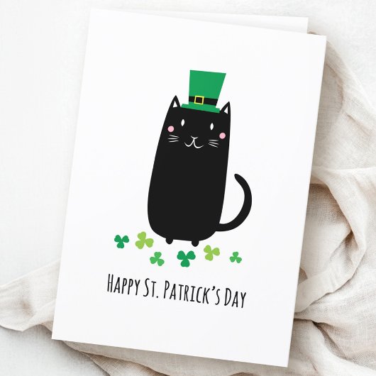 Happy St. Patrick's day card met zwarte kat Kaart