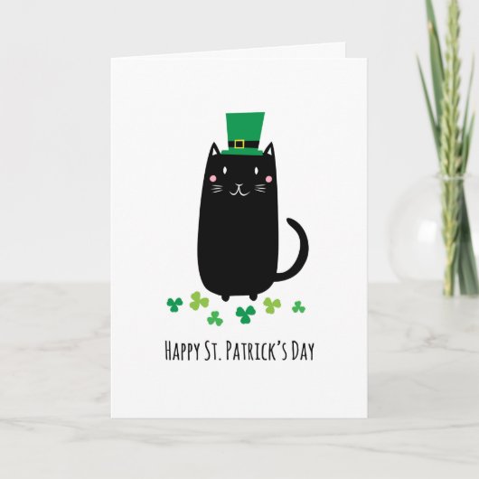 Happy St. Patrick's day card met zwarte kat Kaart (Voorkant)