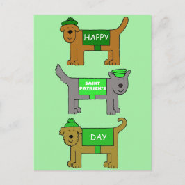 Happy St Patrick's Day Cartoon Dogs Briefkaart