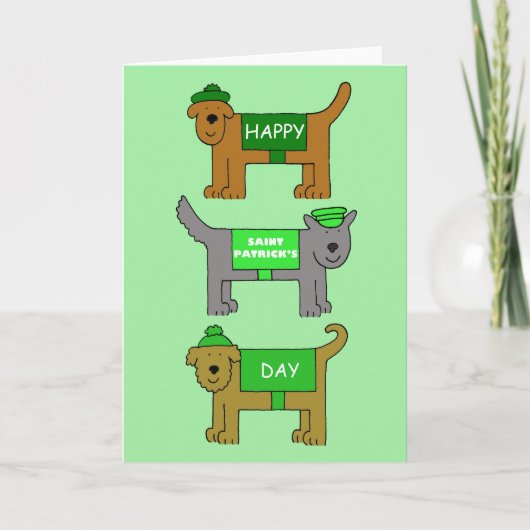 Happy St. Patricks Day Cartoon Dogs Kaart (Voorkant)