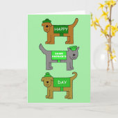 Happy St. Patricks Day Cartoon Dogs Kaart (Gele Bloem)