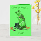 Happy St. Patricks Day Cat Kaart (Gele Bloem)