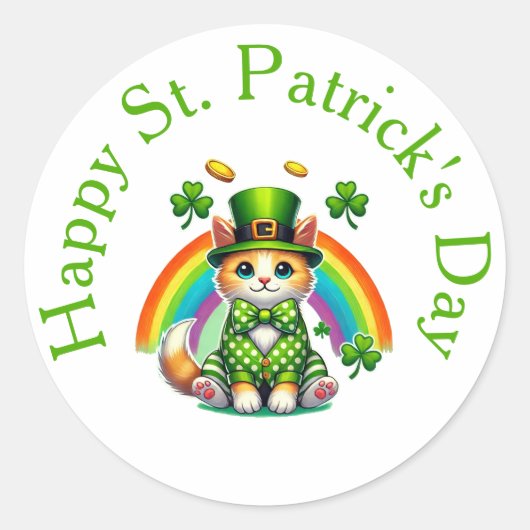 Happy St. Patrick's Day Cat Stickers - Leprechaun (Voorkant)