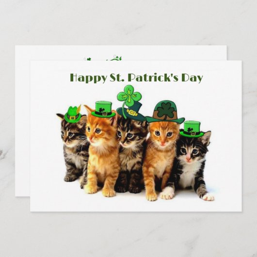 Happy St. Patrick's day cats uitnodiging (Voorkant / Achterkant)