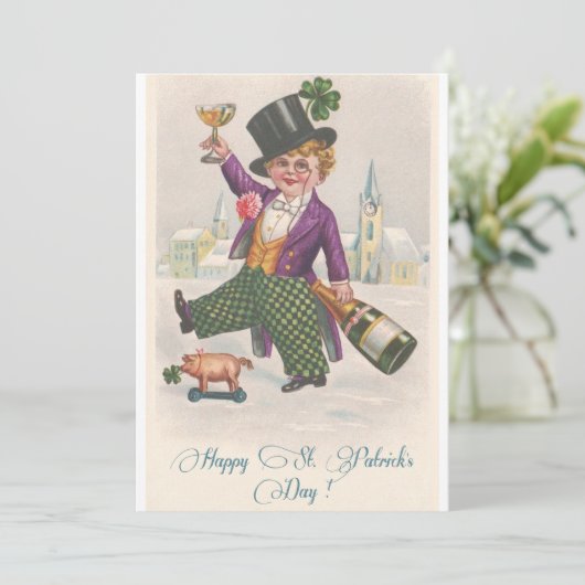 Happy St. Patrick's Day Champagne Boy Kaart (Staand voorkant)