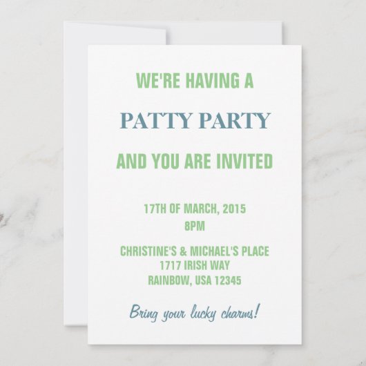 Happy St. Patrick's Day Champagne Boy Kaart (Achterkant)