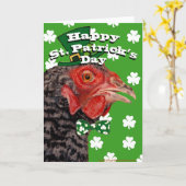 Happy St. Patrick's Day Chicken Kaart (Gele Bloem)