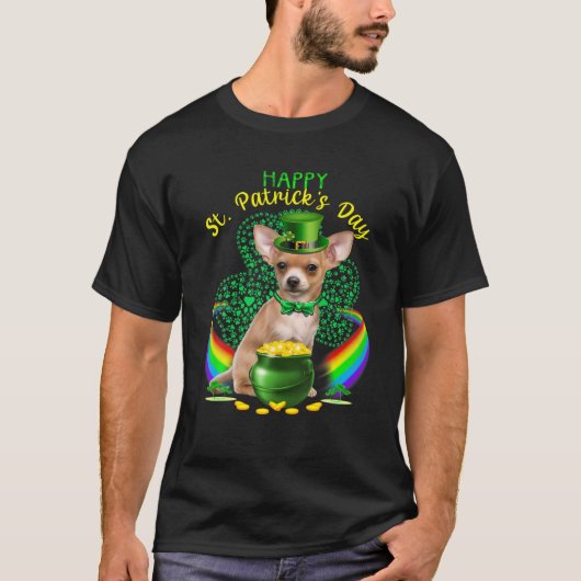 Happy St Patricks Day Chihuahua Leprechaun Pet Sha T-shirt (Voorkant)