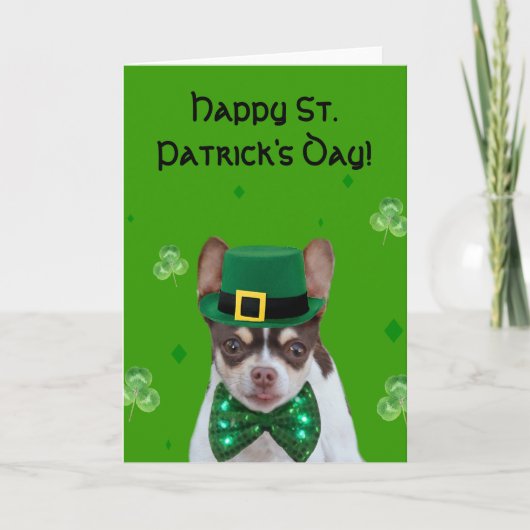 Happy St. Patrick's Day Chihuahua wenskaart Kaart (Voorkant)