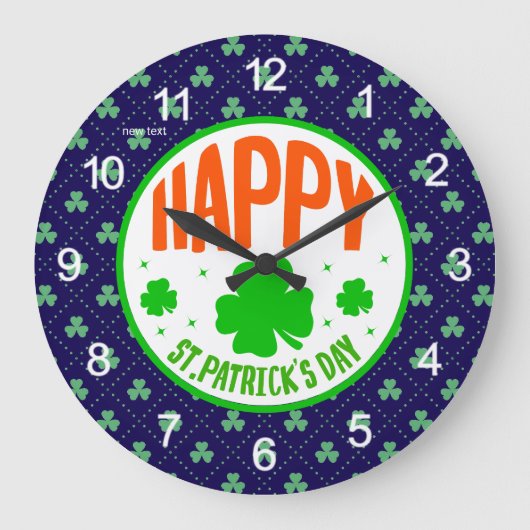 Happy St. Patrick's Day Circle Design-63501 Grote Klok (Voorkant)