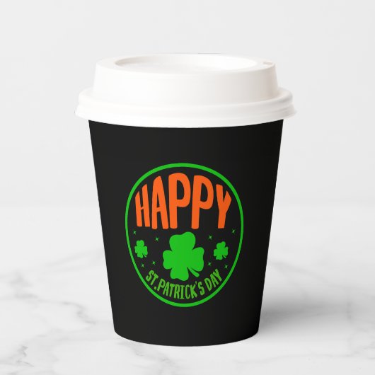 Happy St. Patrick's Day Circle Design-63501 Papieren Bekers (Voorkant)