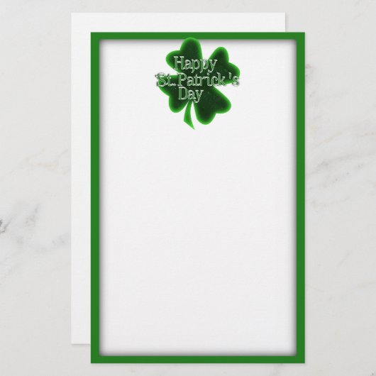Happy St. Patricks Day Clover Briefpapier (Voorkant / Achterkant)