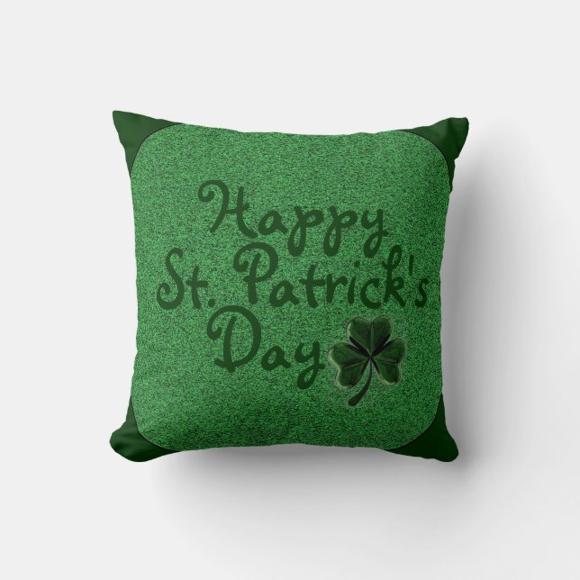 Happy St. Patrick's Day Clover Decorative Pillow Kussen (Voorkant)