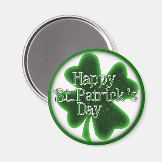 Happy St. Patrick's Day Clover Magneet (Voorkant / Achterkant)