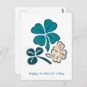 Happy St. Patrick's day Clover Shamrock Drawing Briefkaart (Voorkant / Achterkant)