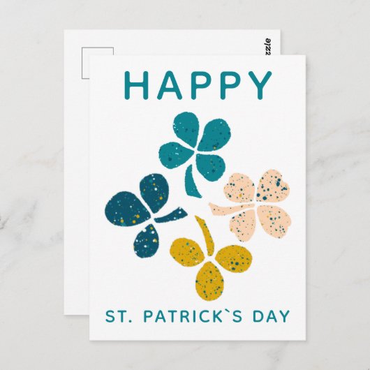 Happy St. Patrick's day Clover Shamrock Drawing Briefkaart (Voorkant / Achterkant)