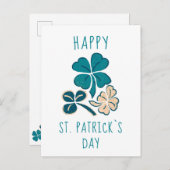 Happy St. Patrick's day Clover Shamrock Drawing Briefkaart (Voorkant / Achterkant)