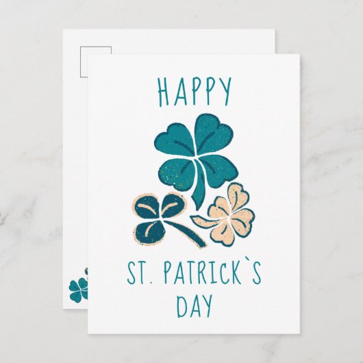 Happy St. Patrick's day Clover Shamrock Drawing Briefkaart (Voorkant / Achterkant)