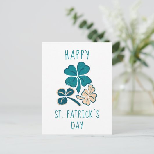 Happy St. Patrick's day Clover Shamrock Drawing Briefkaart (Staand voorkant)