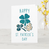 Happy St. Patrick's day Clover Shamrock Drawing Kaart (Gele Bloem)