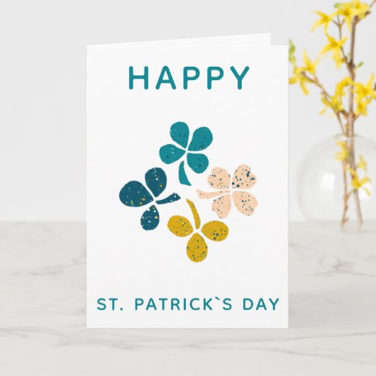 Happy St. Patrick's day Clover Shamrock Drawing Kaart (Gele Bloem)