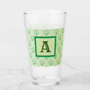 Happy St Patrick's day clover shamrock monogram Glas