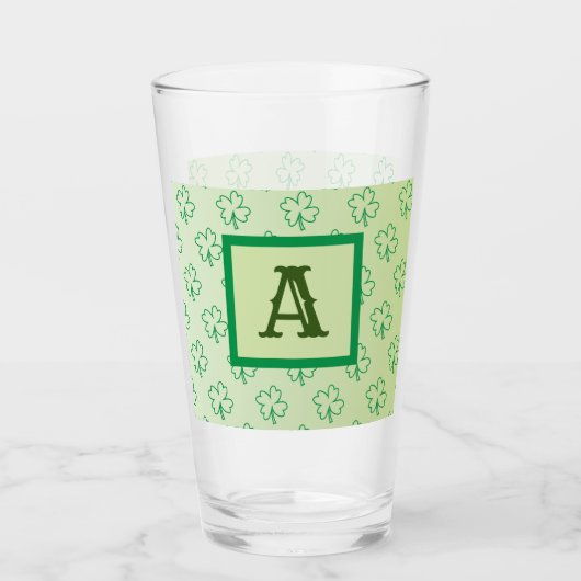 Happy St Patrick's day clover shamrock monogram Glas (Voorkant)