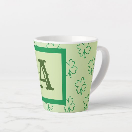 Happy St Patrick's day clover shamrock monogram Latte Mok (Rechterhoek)
