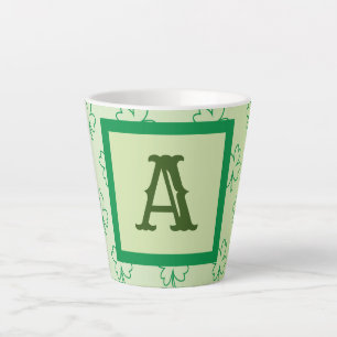 Happy St Patrick's day clover shamrock monogram Latte Mok
