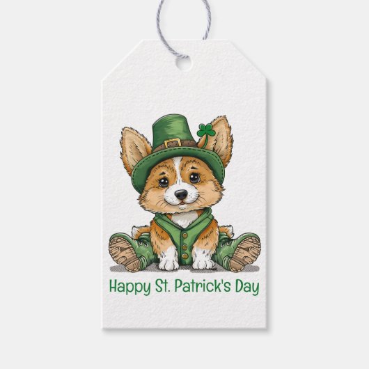 Happy St. Patrick's Day Corgi Dog Cadeaulabel (Voorkant)