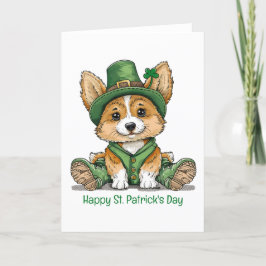 Happy St. Patrick's Day Corgi Dog Feestdagen Kaart