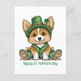 Happy St. Patrick's Day Corgi Dog Feestdagenkaart