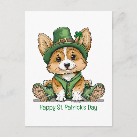 Happy St. Patrick's Day Corgi Dog Feestdagenkaart (Voorkant)