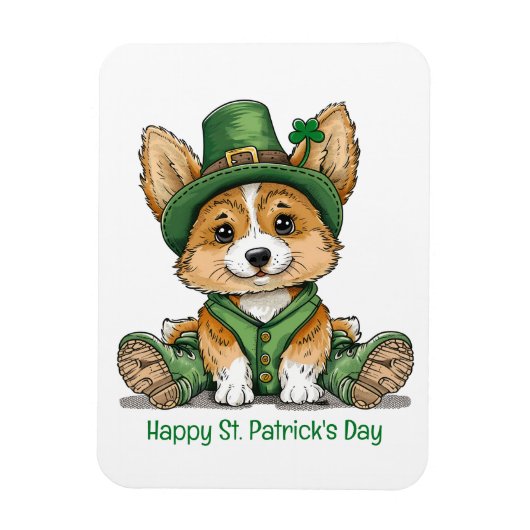 Happy St. Patrick's Day Corgi Dog Magneet (Verticaal)