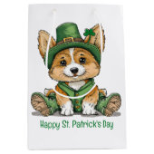 Happy St. Patrick's Day Corgi Dog Medium Cadeauzakje (Voorkant)
