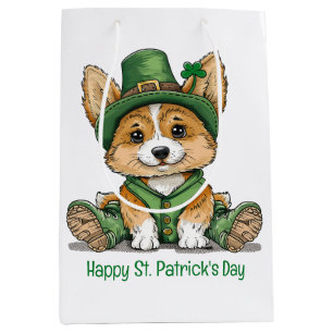 Happy St. Patrick's Day Corgi Dog Medium Cadeauzakje