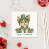 Happy St. Patrick's Day Corgi Dog Servet (Insitu)