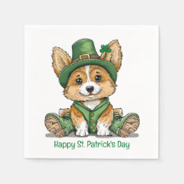Happy St. Patrick's Day Corgi Dog Servet
