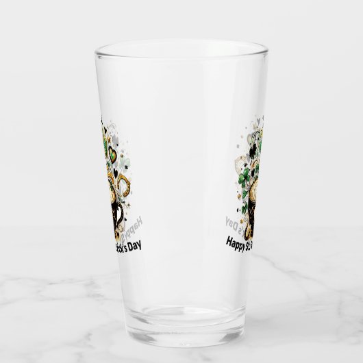 Happy St Patricks Day Cup of Clovers Glas (Links)