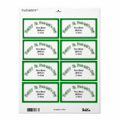 Happy St. Patricks Day Curved Text Afbeelding Etiket (Full Sheet)