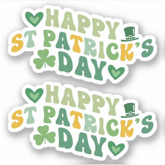 Happy St. Patrick's Day Custom-Cut Vinyl Sticker (Voorkant)