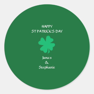 Happy St Patrick's Day Custom Naam Groene Shamrock Ronde Sticker