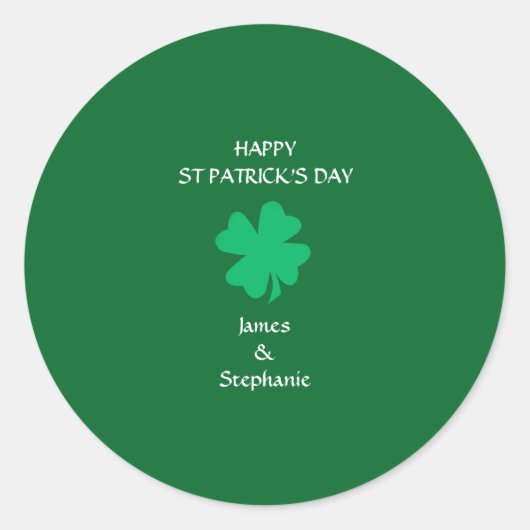 Happy St Patrick's Day Custom Naam Groene Shamrock Ronde Sticker (Voorkant)