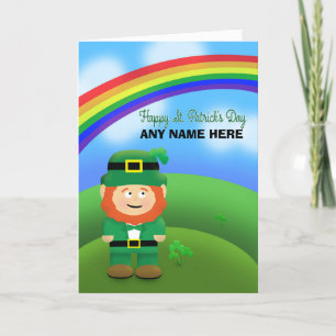 Happy St Patrick's Day Custom Name Leprechaun Feestdagen Kaart