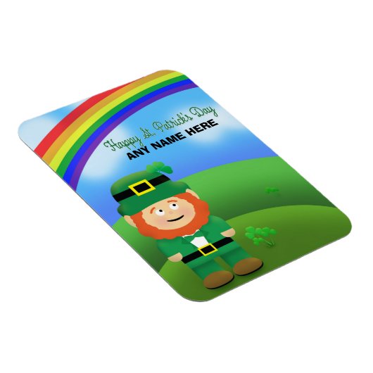 Happy St Patrick's Day Custom Name Leprechaun Magneet (Rechterzijde)